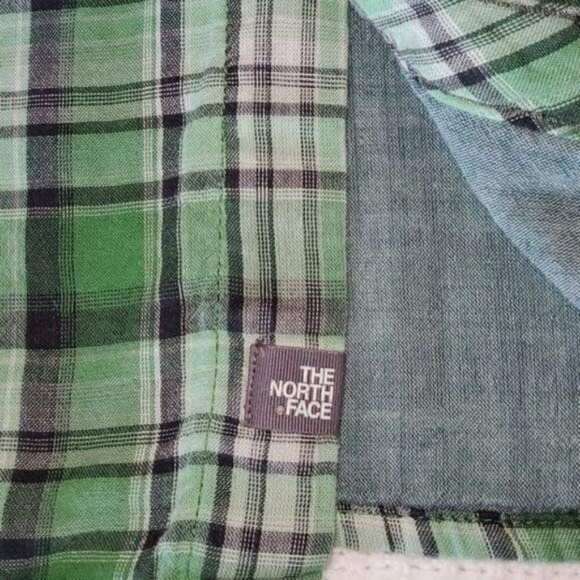 The North Face Green Plaid Casual Button Down Short Sleeve Sz XL Shirt - Picture 7 of 12